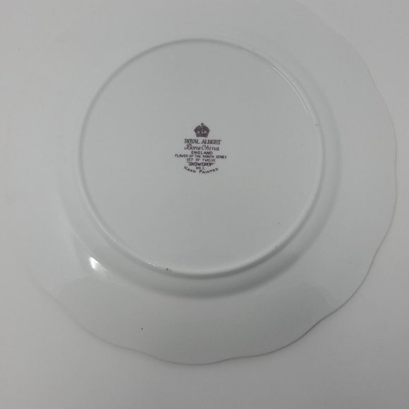 Vintage Royal Albert Snowdrop Plate Flowers of Month No. 1 of 12 England 8.5" - Picture 4 of 5